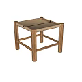 Modern Wooden Stools With Woven Seat And Solid Leg Design 3d model