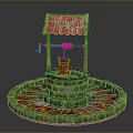 Traditional Well Structure With Red Tiled Roof Wooden Bucket Stone Base And Fallen Leaves