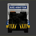 Black Forklift Transporting Cargo Security Container With Yellow Black Stripes 3d model