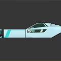 Futuristic Concept Vehicle with Light Blue White Body Transparent Cockpit and Streamlined Design