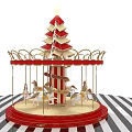Amusement Park Carousel With Christmas Tree Decoration 3d model