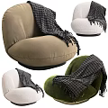 Comfortable Accent Chair in Velvet Plush Fabric with Plaid Blanket Design