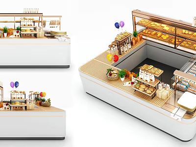 Bakery Retail Display Shelves With Pastry Showcase And Modern Design Elements 3d model