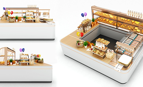 Light Luxury Container Bread Cake Combination Display Cabinet 3d model