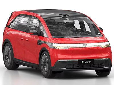 Red HiPhi Y Car With Modern Design Black Roof And LED Headlights 3d model
