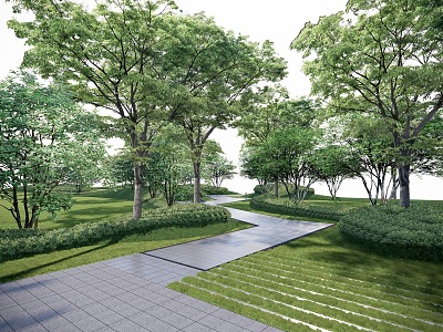 Modern Park Landscape Garden Road Folding Line Landscape Shrub Arbor Shrub Combination 3d model