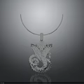 Silver Snake Design Pendant Necklace With Intricate Detailing And Shiny Finish 3d model
