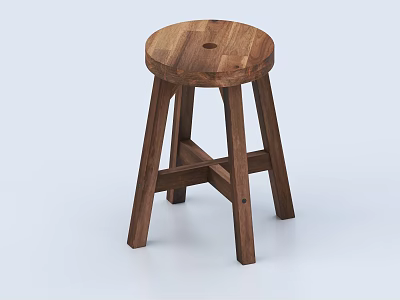 Solid Wood Round Seat Stool With Four Legged Simple Modern Design 3d model Solid Wood Round Seat Stool With Four Legged Simple Modern Design 3d model