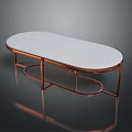 Modern Style Oval Sofa Bench With White Marble Top And Copper Metal Frame