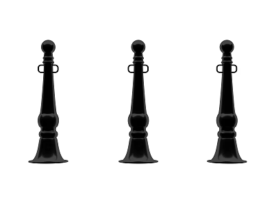 Black Decorative Metal Railings With Spherical Tops And Flared Bases For Outdoor Use 3d model