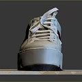 White Fashion Shoes With Green Red Stripes Bee Emblem Thick Sole And White Laces