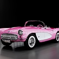 Pink Classic Convertible Sports Car With Vintage Exterior And White Wall Tires