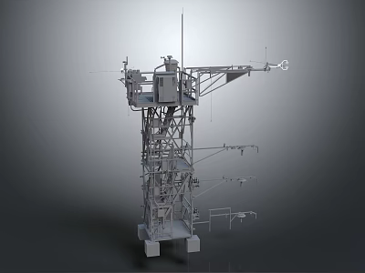 Industrial Metal Communication Tower With Ladder Antenna Equipment And Platform Structure 3d model