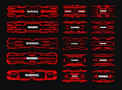Sci-tech elements Sci-tech circuit alarm interface Sci-tech circuit danger prompt interface 3d model