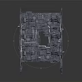 Cartoon Style Castle Ruins With Broken Walls And 3D Modeled Towers On Dark Background