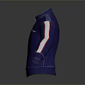 Champion Blue Zip Up Jacket With White And Red Striped Sleeves And Logo