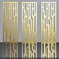 Three Modern Golden Swing Doors With Laser Cut Geometric Patterns Design 3d model
