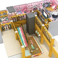 Shopping Mall Kids Play Area Store With Pink Yellow Decor Slides Climbing Structures