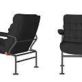 Modern Black Lounge Chairs With Padded Seats Armrests And Metal Legs