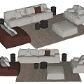 Baxter Damascus Sofa Coffee Table Combination Single Sofa Double Sofa 3d model
