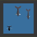 Group of Dolphins Jumping Near Blue Water Surface in 3D Scene