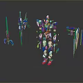 Game Movie Character 3D Mech Model Blue And White With Green Weapons And Detachable Parts