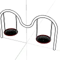 Outdoor Playground Equipment With Two Net Swings Curved White Frame Red Edges