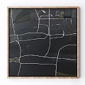 Abstract Wall Art Paintings With Wooden Frames In Black White Gray Tones