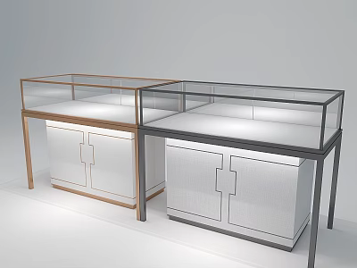 Retail Store Display Cases With Wooden And Metal Frames Glass Tops Storage Cabinets 3d model