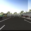 Electric Vehicle Carport Canopy in Parking Lot with Multiple Vehicles Parked