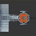 Sci Fi Spaceship Model With Orange Circular Cockpit And Gray Metallic Structure