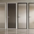 Modern Hinged Doors Featuring Various Textured Glass Patterns And Sleek Metal Frames 3d model
