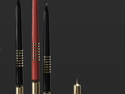 Elegant Black Red And Gold Candle Lamps With Slim Design And Gold Accents 3d model