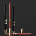 Elegant Black Red And Gold Candle Lamps With Slim Design And Gold Accents
