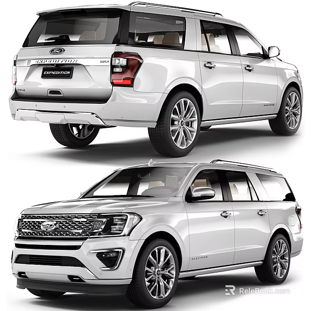 Silver Ford Expedition SUV Exterior Design Featuring Front And Rear Views 3d model 