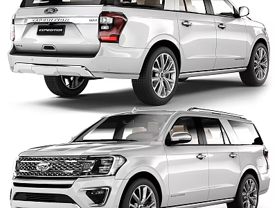 Silver Ford Expedition SUV Exterior Design Featuring Front And Rear Views 3d model