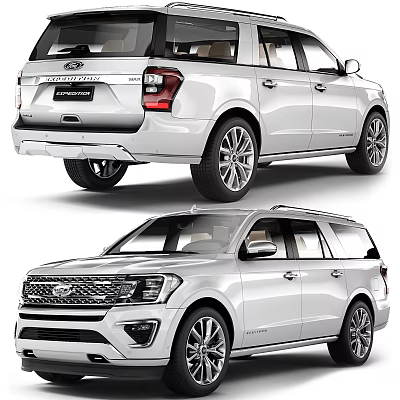 Silver Ford Expedition SUV Exterior Design Featuring Front And Rear Views 3d model