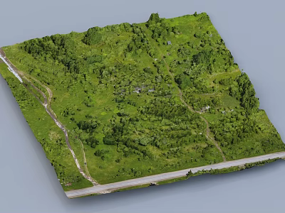 Lush Natural Garden Landscape Design With Winding Paths Green Vegetation And Open Grassland 3d model