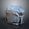 Gray Outdoor Grill Cover With Protective Straps And Brand Label For Home Use