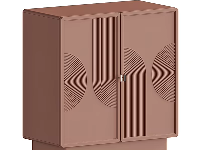 Elegant Modern Chest of Drawers in Pink with Circular Line Patterns and Metal Handle 3d model
