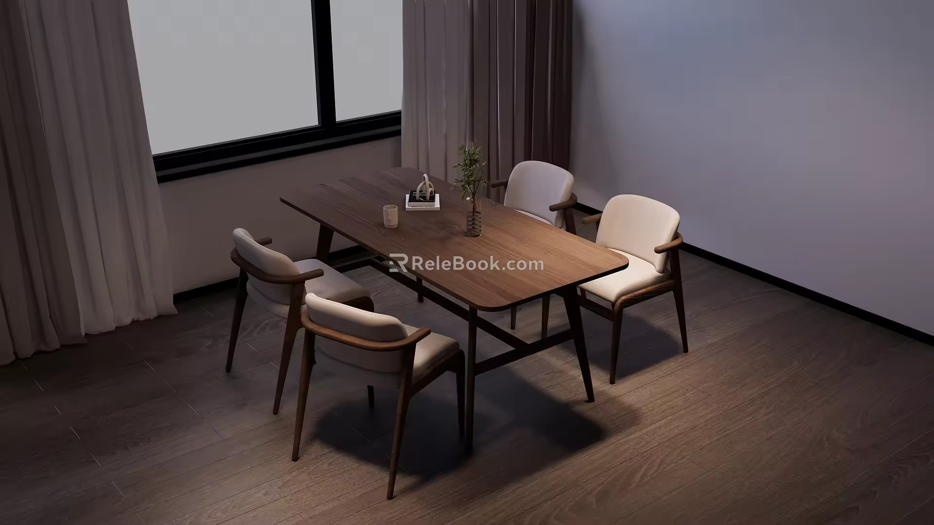 Dining table and chair combination 3d model