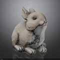 Cute Sitting Rabbit 3D Model Featuring Long Ears Light Brown And White Fur
