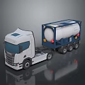 White Modern Truck With Large Cylindrical Tank In Blue Frame For Industrial Transportation