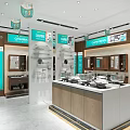 Modern Kitchen Appliance Store Interior With Range Hoods Stoves And Display Counters 3d model