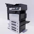 Modern Multifunctional Office Appliances with Black and White Control Panel and Multiple Drawers 3d model