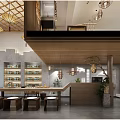 Traditional Chinese Teahouse Interior Design With Wooden Lanterns Tea Shelves And Tables