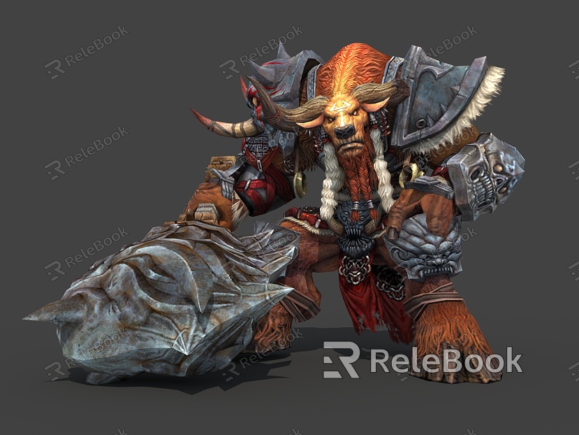 Game Movie Animation Character Low Model Cartoon Bull Demon King Classical Chinese Ancient God of War Monster Monster God of Heaven model