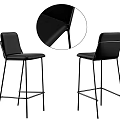 Modern Black Bar Stools with Leather Seats and Metal Frames Showcasing Sleek Design Details