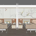 Modern Hospital Ward Interior With Medical Beds Armchairs And Decorative Wall Paintings