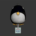 Modern Furniture Piece With Transparent Cube Base And Black White Penguin Decorative Ornament